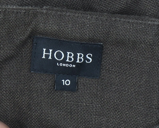 Hobbs Women Brown Linen Sheath Knee Length Dress Size 10
