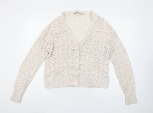 Womens UK Size M Oasis Beige Cardigan Jumper