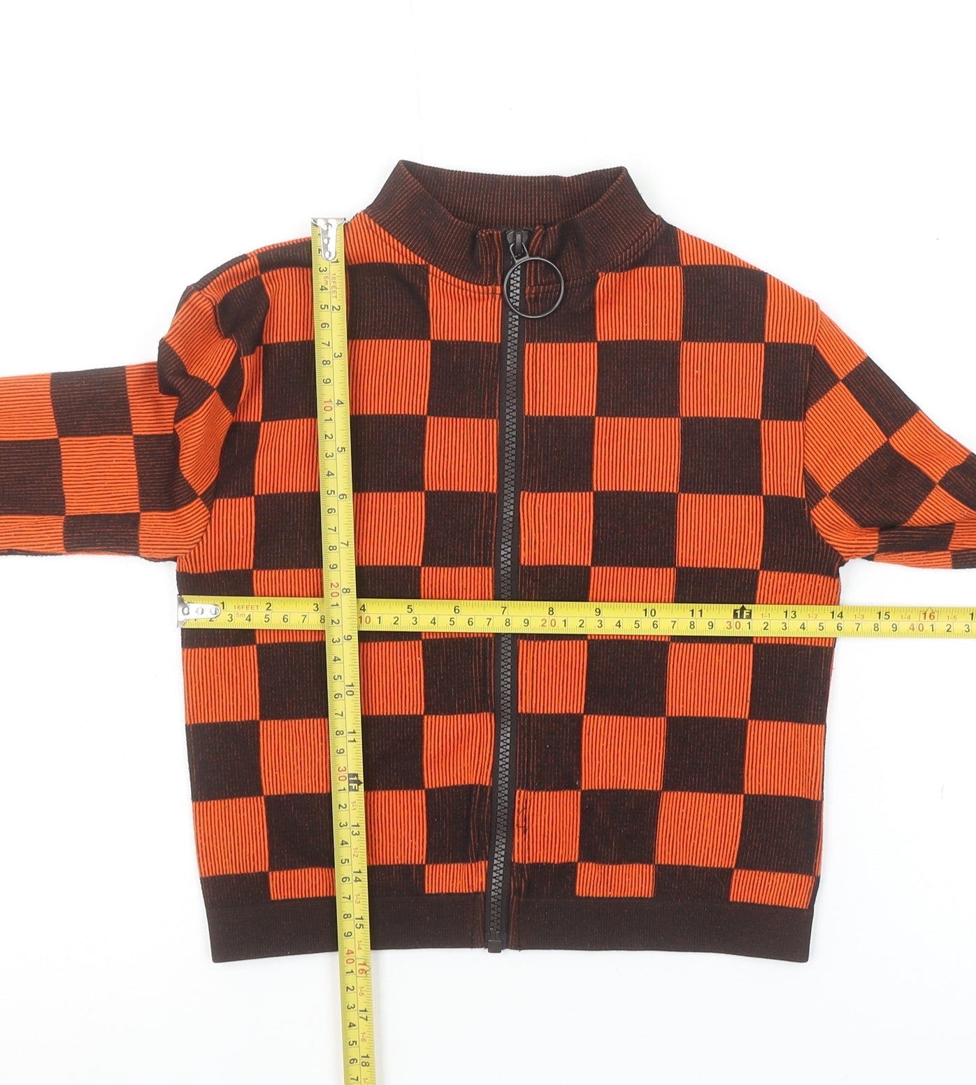 Womens UK Size XS Zara Orange Cropped Button-Up