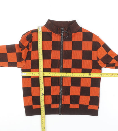 Womens UK Size XS Zara Orange Cropped Button-Up