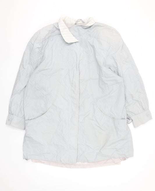C&A Women Grey Long Rain Coat Size 16 Cotton Nylon Lined Vintage Style