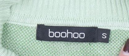 Boohoo Women’s Green Cropped Knit Tank Top Mock Neck Size S