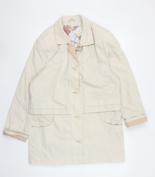 Klass Women Beige Mid-Length Button Overcoat Size 12