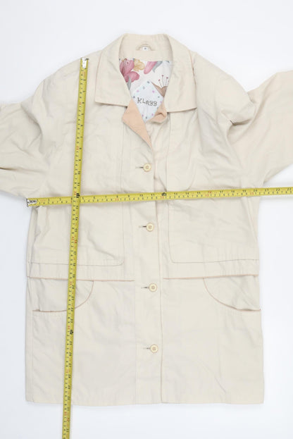Klass Women Beige Mid-Length Button Overcoat Size 12