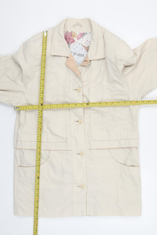 Klass Women Beige Mid-Length Button Overcoat Size 12