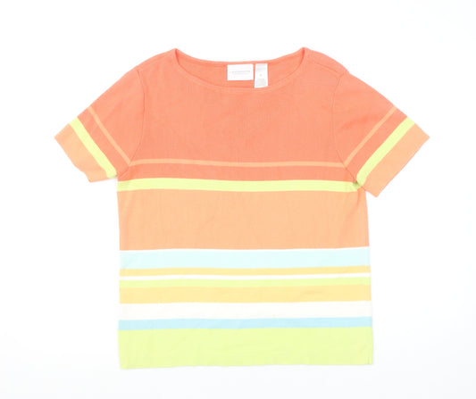 Liz Claiborne Womens Multicoloured Striped Cotton T-Shirt M