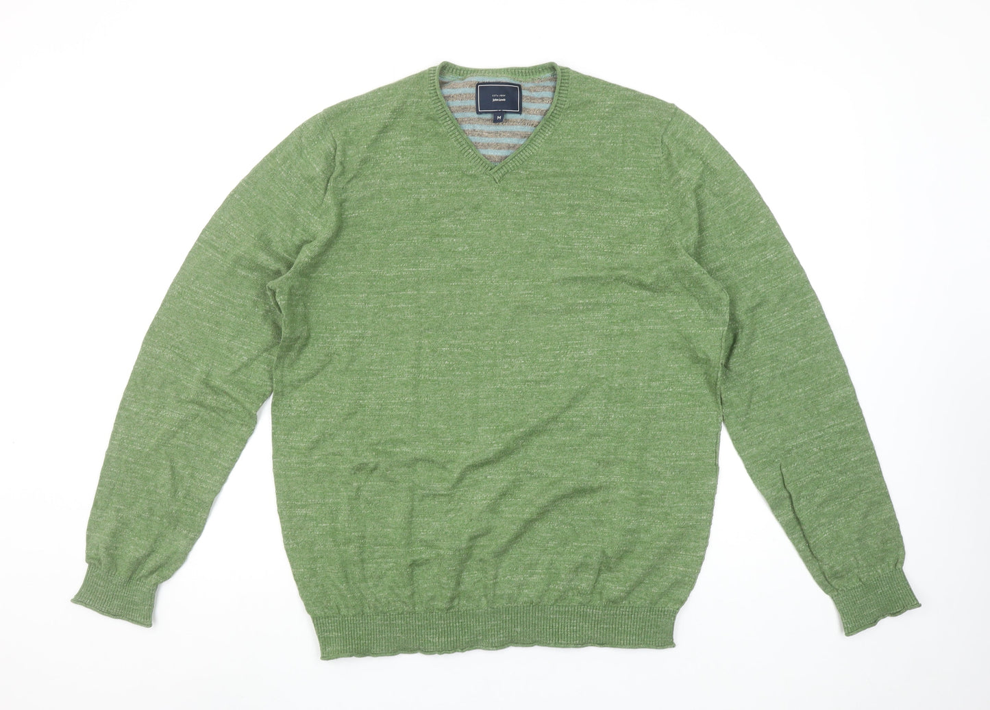 John Lewis Men Green Cotton V-Neck Jumper M