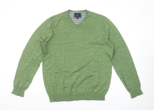 John Lewis Men Green Cotton V-Neck Jumper M