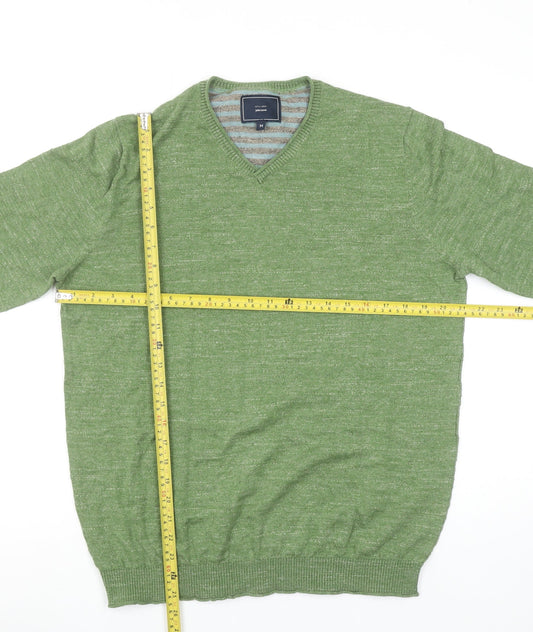John Lewis Men Green Cotton V-Neck Jumper M