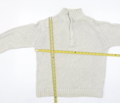 Marks and Spencer Men’s Beige Cotton High Neck Henley Jumper M