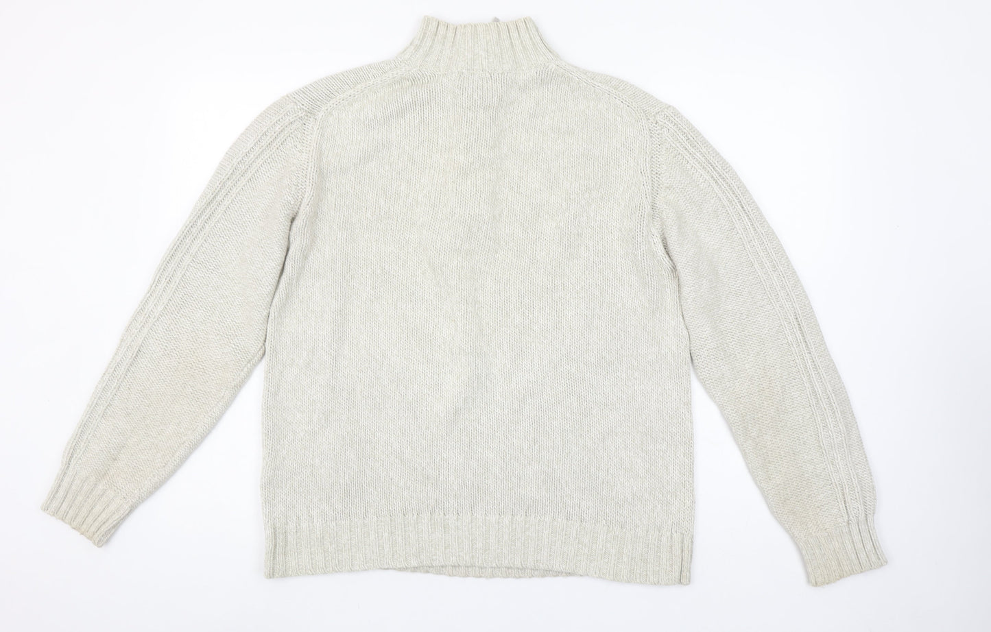 Marks and Spencer Men’s Beige Cotton High Neck Henley Jumper M