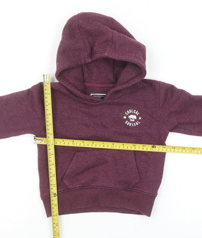 SoulCal Boys Burgundy Pullover Hoodie 3-4 Years Cotton Blend