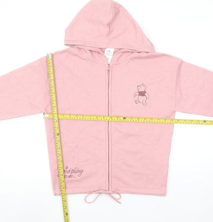 Disney Women Pink Full Zip Hoodie Cardigan Small Viscose Blend Winnie the Pooh