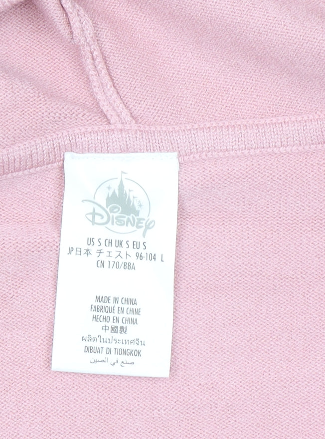 Disney Women Pink Full Zip Hoodie Cardigan Small Viscose Blend Winnie the Pooh