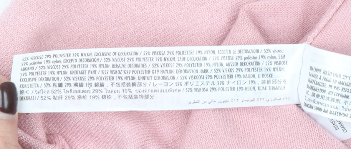 Disney Women Pink Full Zip Hoodie Cardigan Small Viscose Blend Winnie the Pooh