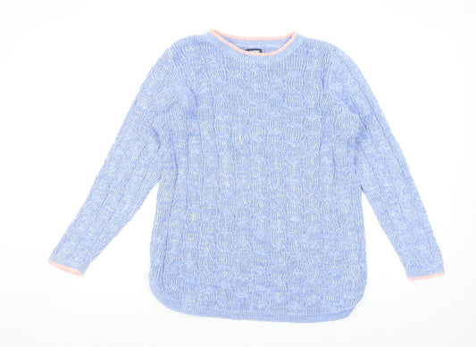 Lands' End Women's Blue Cable-Knit Cotton Jumper Size S