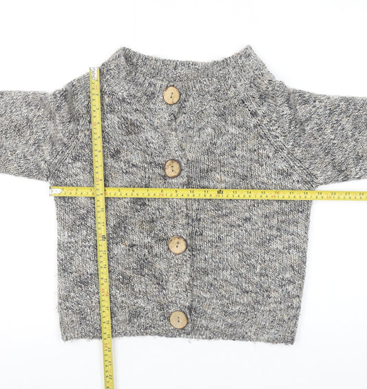 Linea Women's Grey Knit Button Cardigan M Chunky Long Sleeve