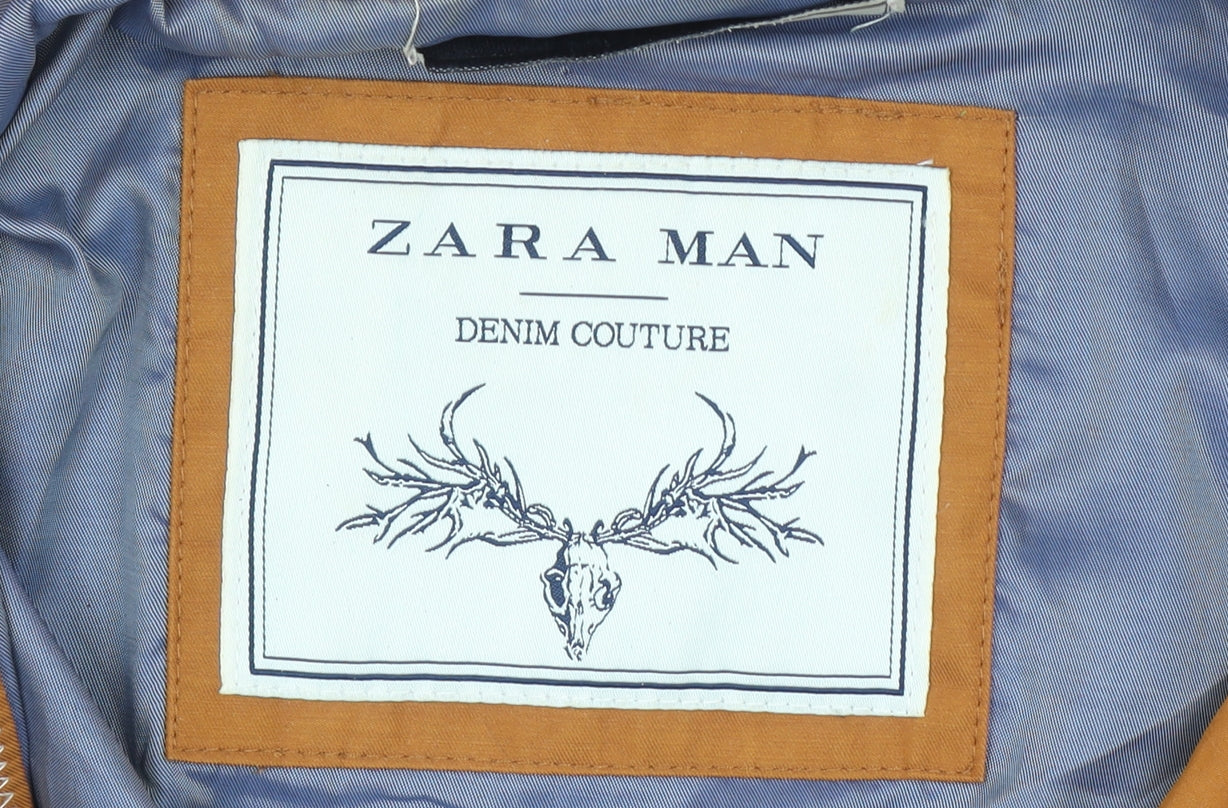 Zara Man Orange Hooded Parka Jacket Men M Casual Outdoor Style