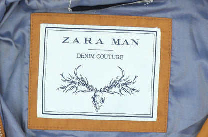 Zara Man Orange Hooded Parka Jacket Men M Casual Outdoor Style