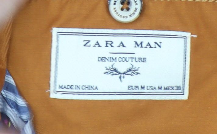 Zara Man Orange Hooded Parka Jacket Men M Casual Outdoor Style