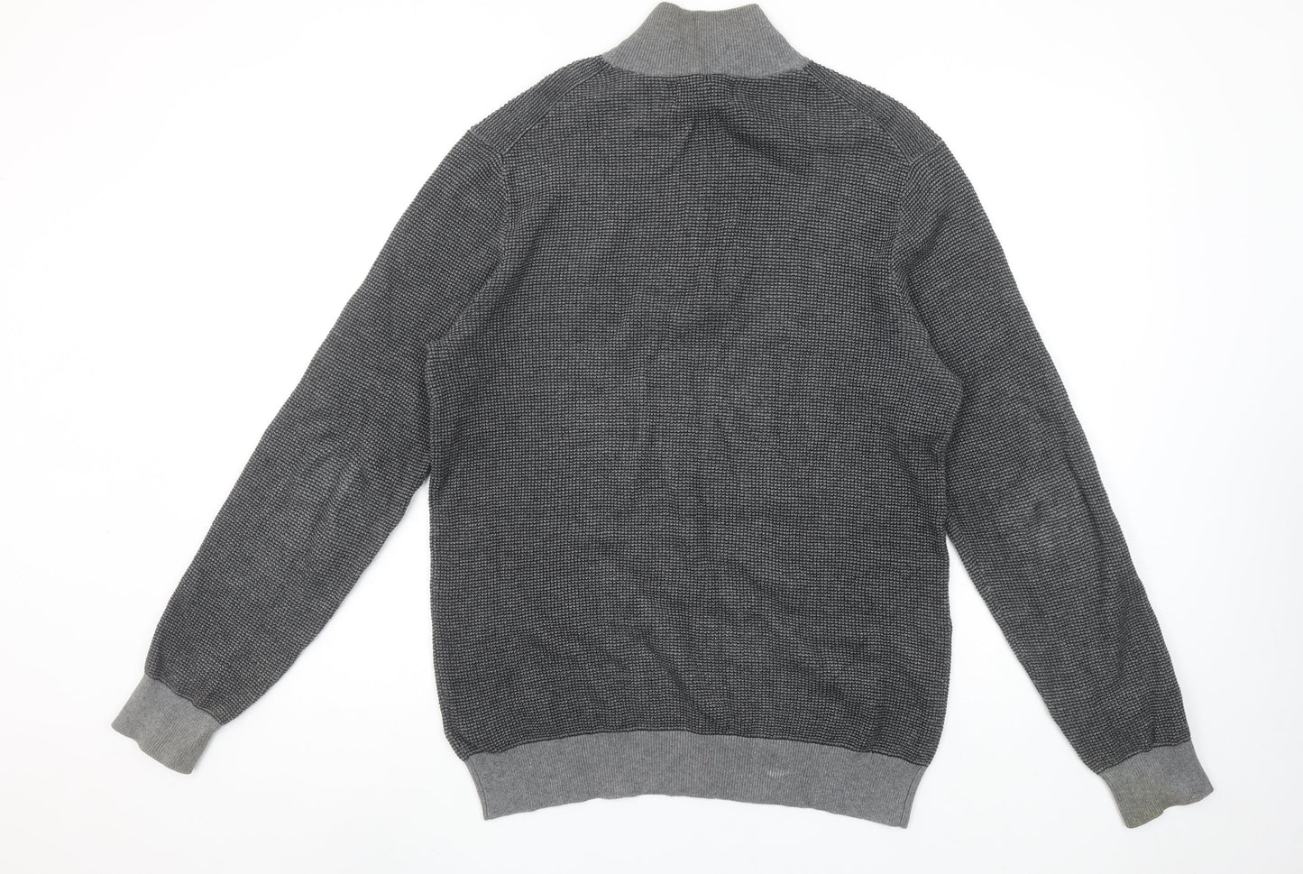 Maison Cinqcent Men's Grey Cotton 1/4 Zip High Neck Jumper Size M