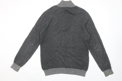 Maison Cinqcent Men's Grey Cotton 1/4 Zip High Neck Jumper Size M