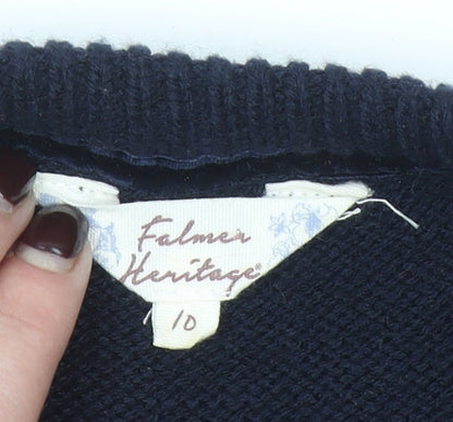 Falmer Heritage Women's Blue Size 10 Knit Argyle Pullover Jumper