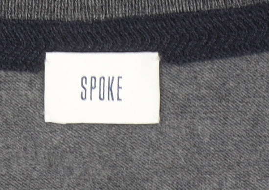 Spoke Men’s Grey Merino Wool Half Zip Jumper Size M Slim Fit