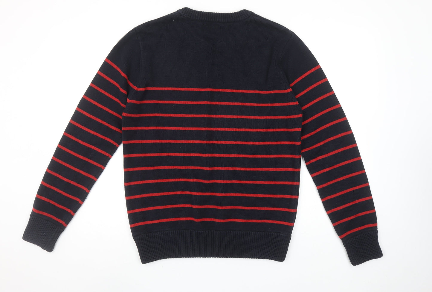 Burton Men’s Blue & Red Striped Cotton Crew Neck Jumper M