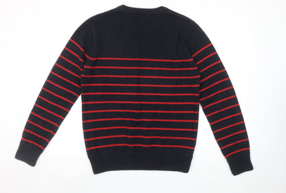 Burton Men’s Blue & Red Striped Cotton Crew Neck Jumper M