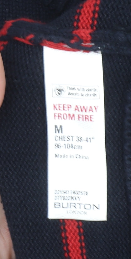 Burton Men’s Blue & Red Striped Cotton Crew Neck Jumper M