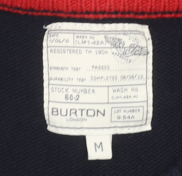 Burton Men’s Blue & Red Striped Cotton Crew Neck Jumper M