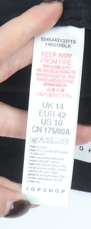 Topshop Women’s Black Paperbag Shorts Size 14 Lyocell Belted High Waist