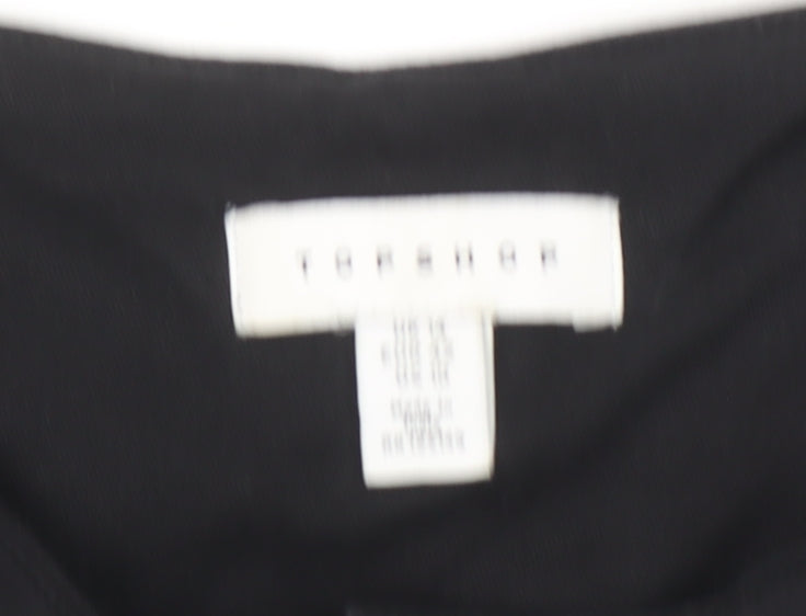 Topshop Women’s Black Paperbag Shorts Size 14 Lyocell Belted High Waist