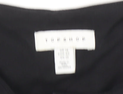 Topshop Women’s Black Paperbag Shorts Size 14 Lyocell Belted High Waist