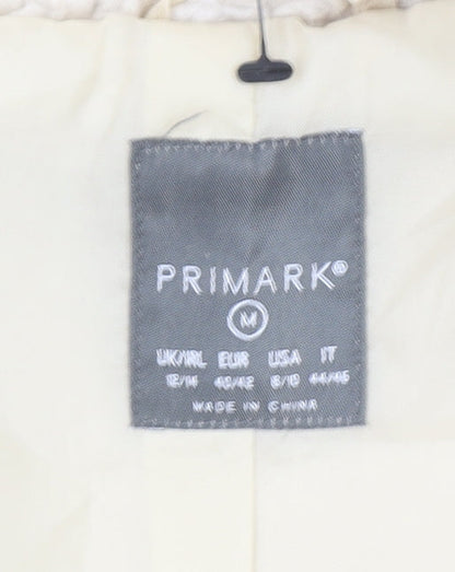 Primark Women Beige Cropped Fleece Zip Jacket Size M 12/14