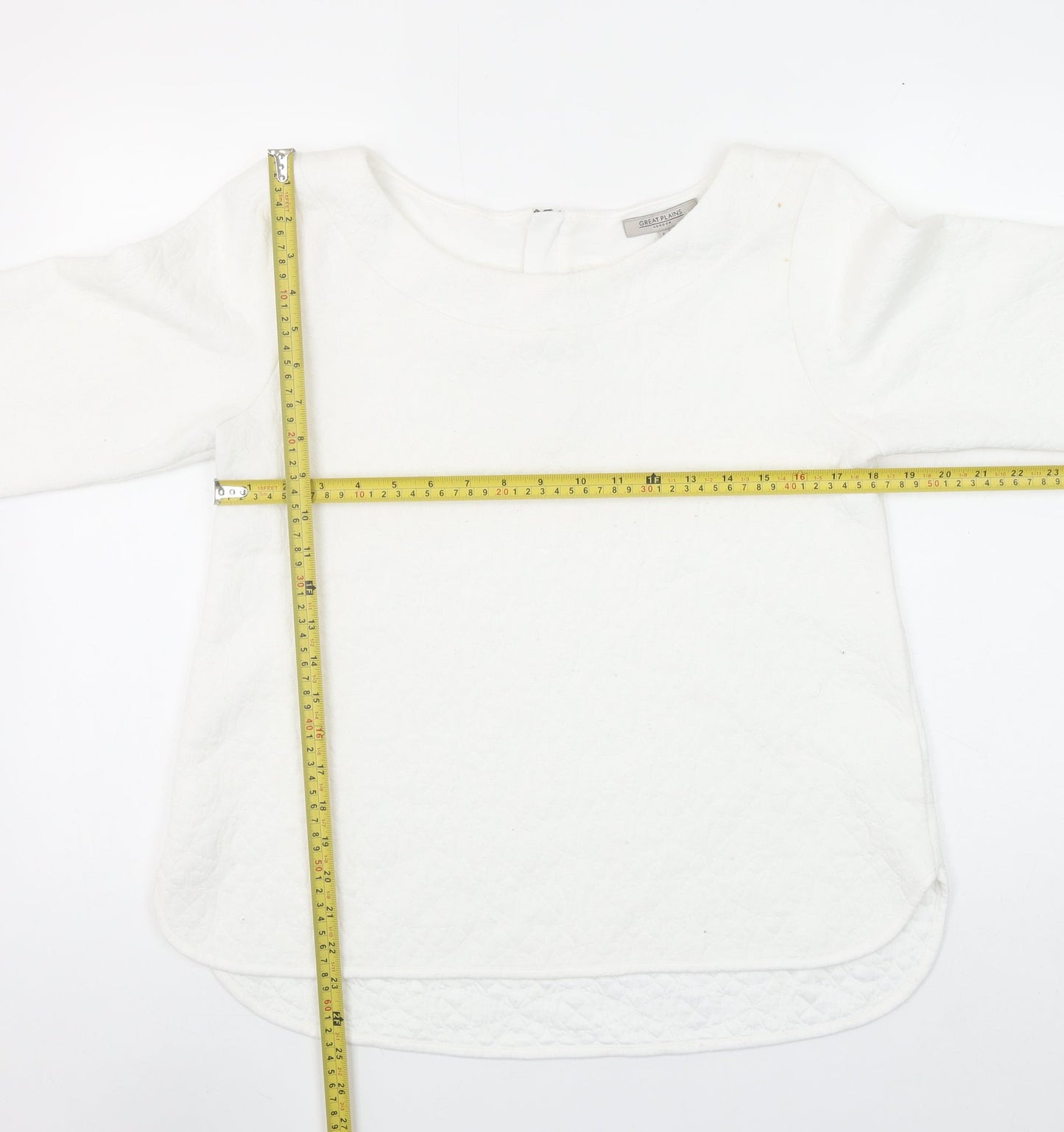 Great Plains Women’s White Quilted Cotton Blend Blouse Size L