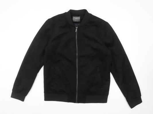 Primark Men's Black Bomber Jacket M Lightweight Softshell Zip Up