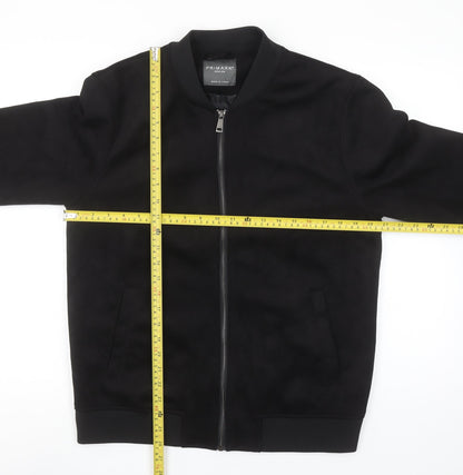 Primark Men's Black Bomber Jacket M Lightweight Softshell Zip Up