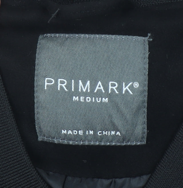 Primark Men's Black Bomber Jacket M Lightweight Softshell Zip Up