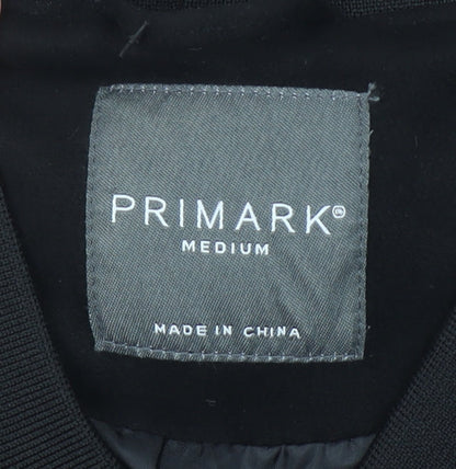 Primark Men's Black Bomber Jacket M Lightweight Softshell Zip Up