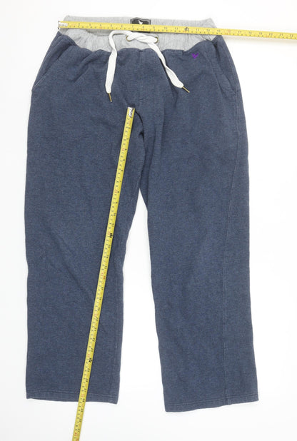 John Partridge Men’s Blue Sweatpants L Regular Fit Drawstring Cotton Blend