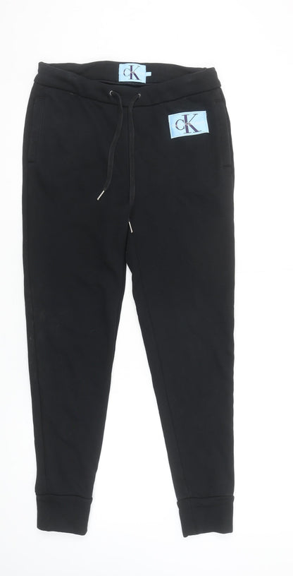 Womens UK Size XS Calvin Klein Jeans Regular Fit Jogger Black Trousers