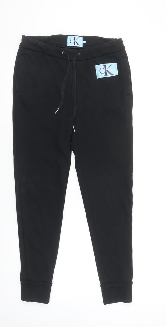 Womens UK Size XS Calvin Klein Jeans Regular Fit Jogger Black Trousers