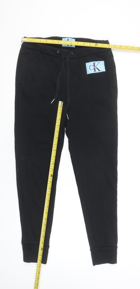Womens UK Size XS Calvin Klein Jeans Regular Fit Jogger Black Trousers
