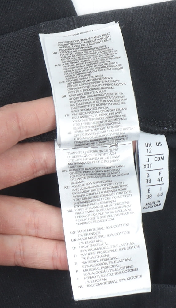 Adidas Women Black Cotton Blend Leggings UK 12 Side Stripe Sports Trousers