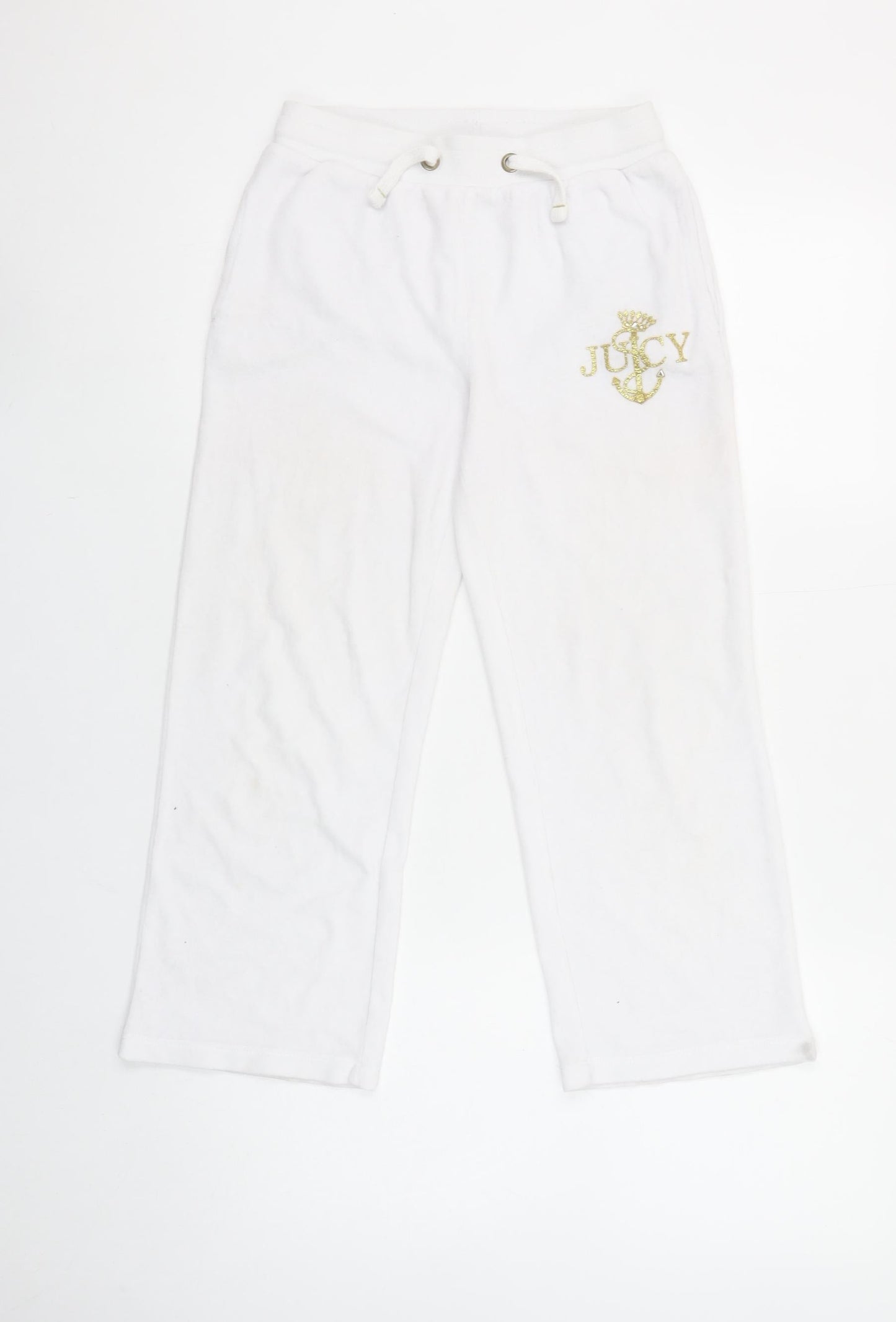 Juicy Couture Girls White Jogger Trousers Size 8/9 Cotton Blend