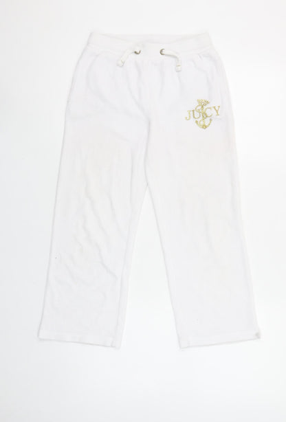 Juicy Couture Girls White Jogger Trousers Size 8/9 Cotton Blend
