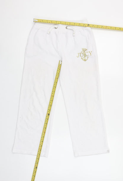 Juicy Couture Girls White Jogger Trousers Size 8/9 Cotton Blend