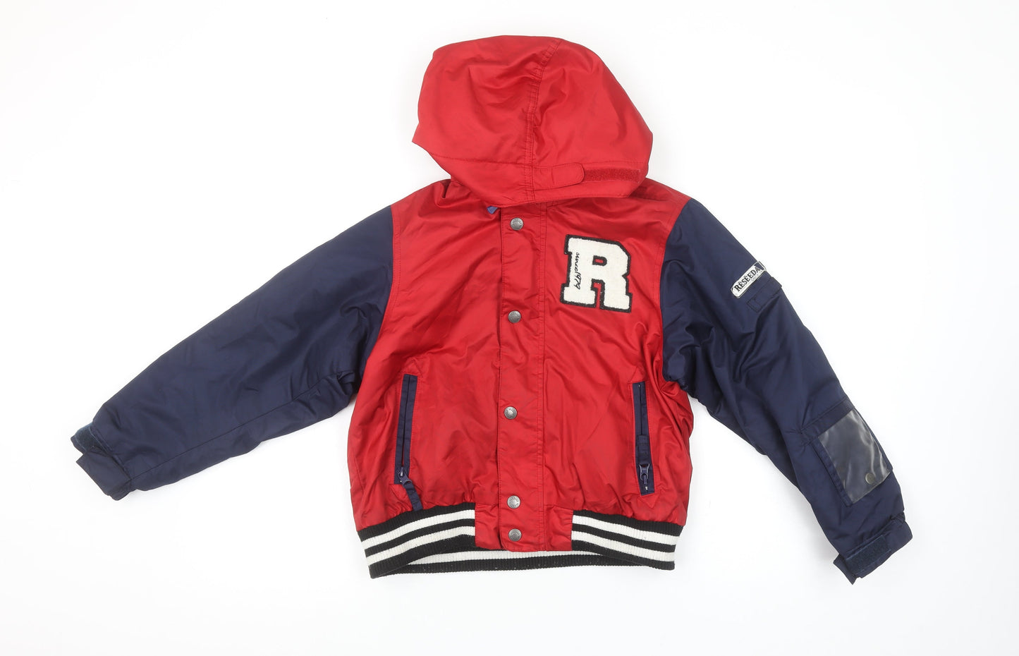 Reseeda Boys Red Varsity Jacket Hooded Lined Water Resistant 10 Years